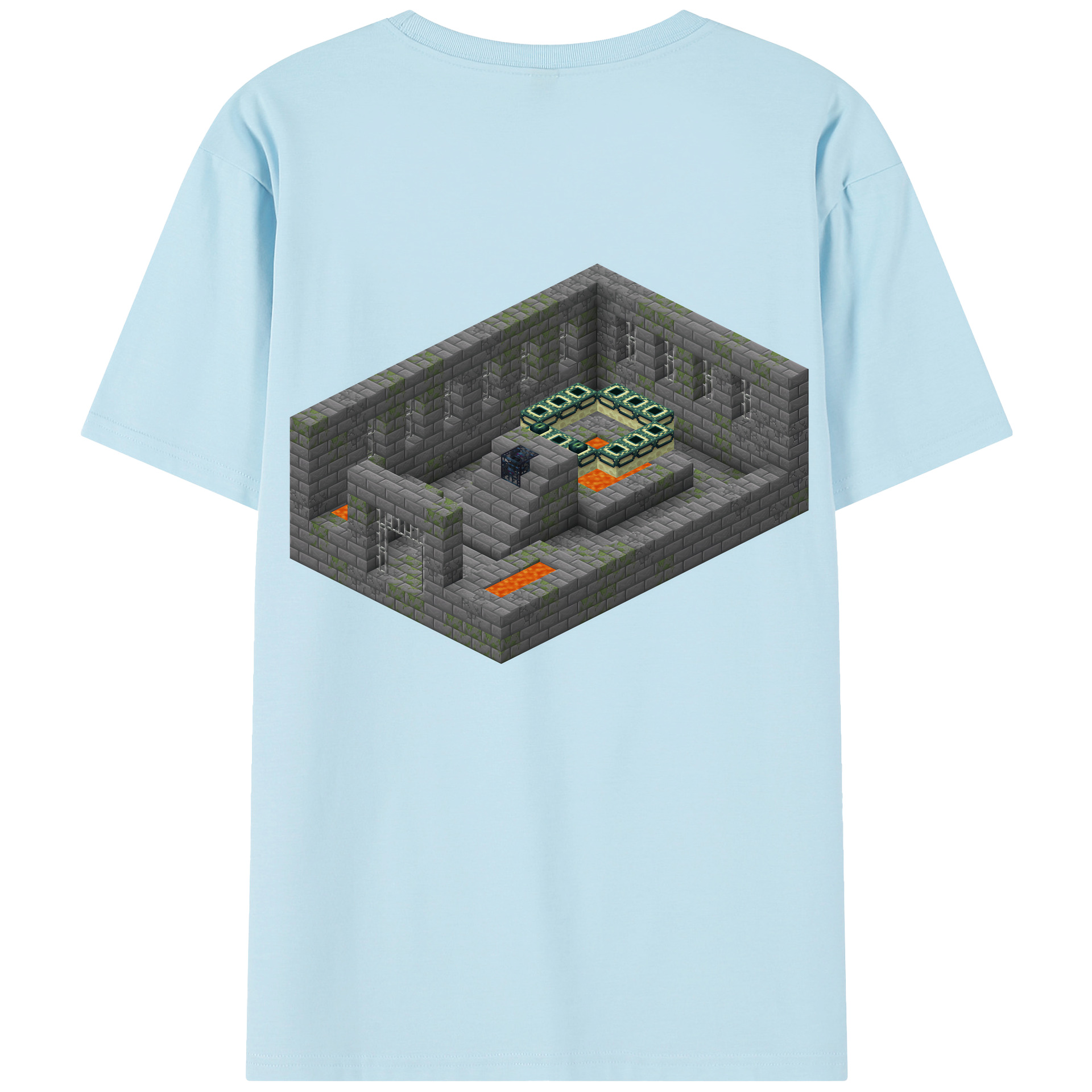 （画像用） マインクラフト ブロックの世界 Minecraft MC Block world 綿100％半袖Tシャツ（背面プリント）